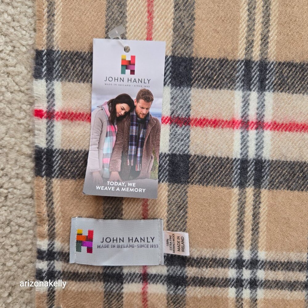 NWT Extra Fine Merino Wool Plaid Scarf Made in Ireland - Picture 3 of 8